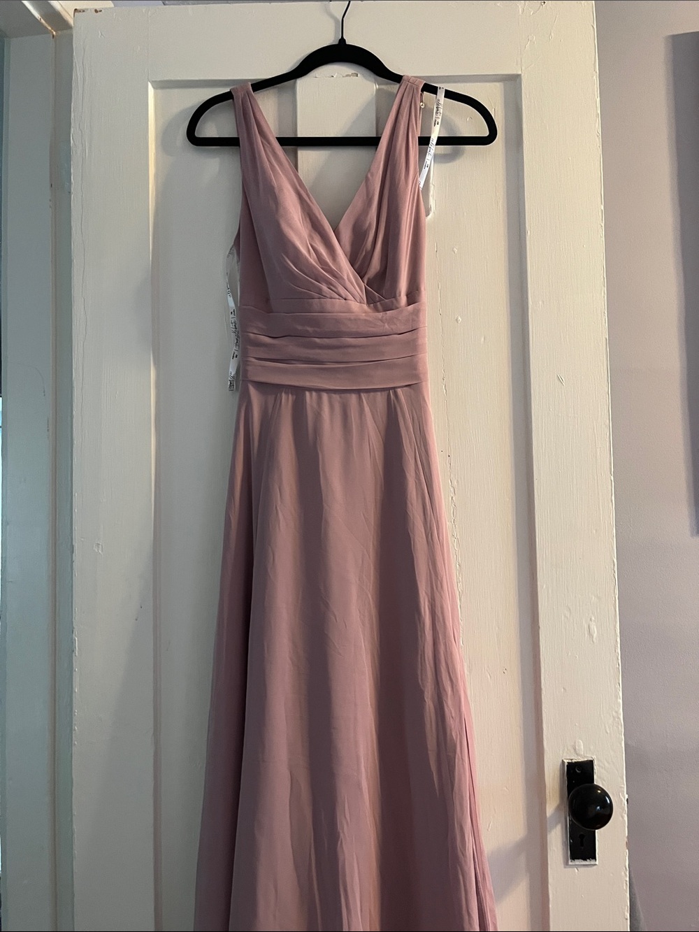 David's Bridal Dusty Mauve V-Neck Chiffon Bridesmaid Dress